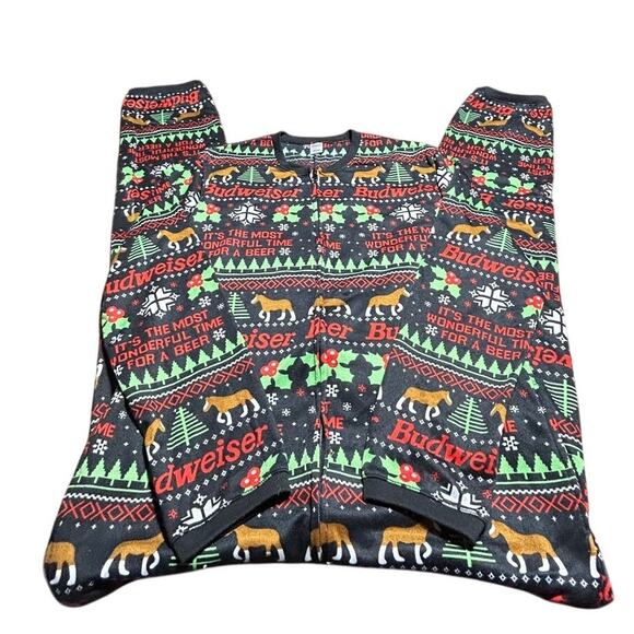 Budweiser Christmas Onesie pajamas men's size large - Picture 1 of 3